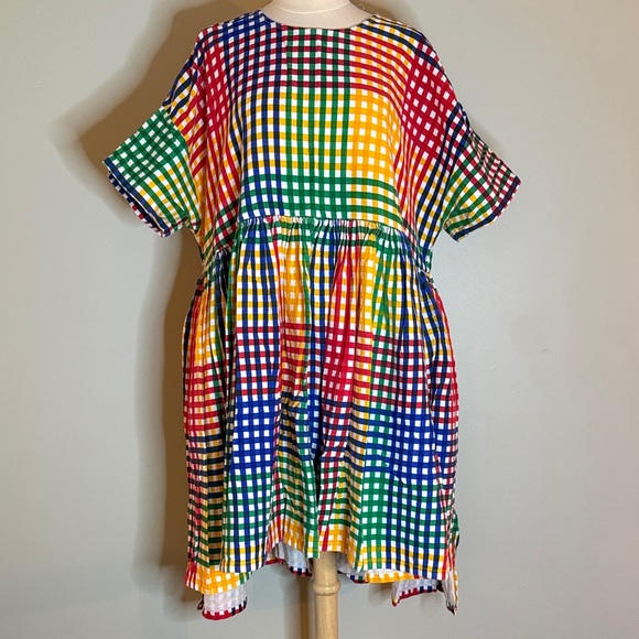 Norblack Norwhite Dresses & Skirts - Multi-Color Gingham Midi Dress - Vibrant Check Pattern